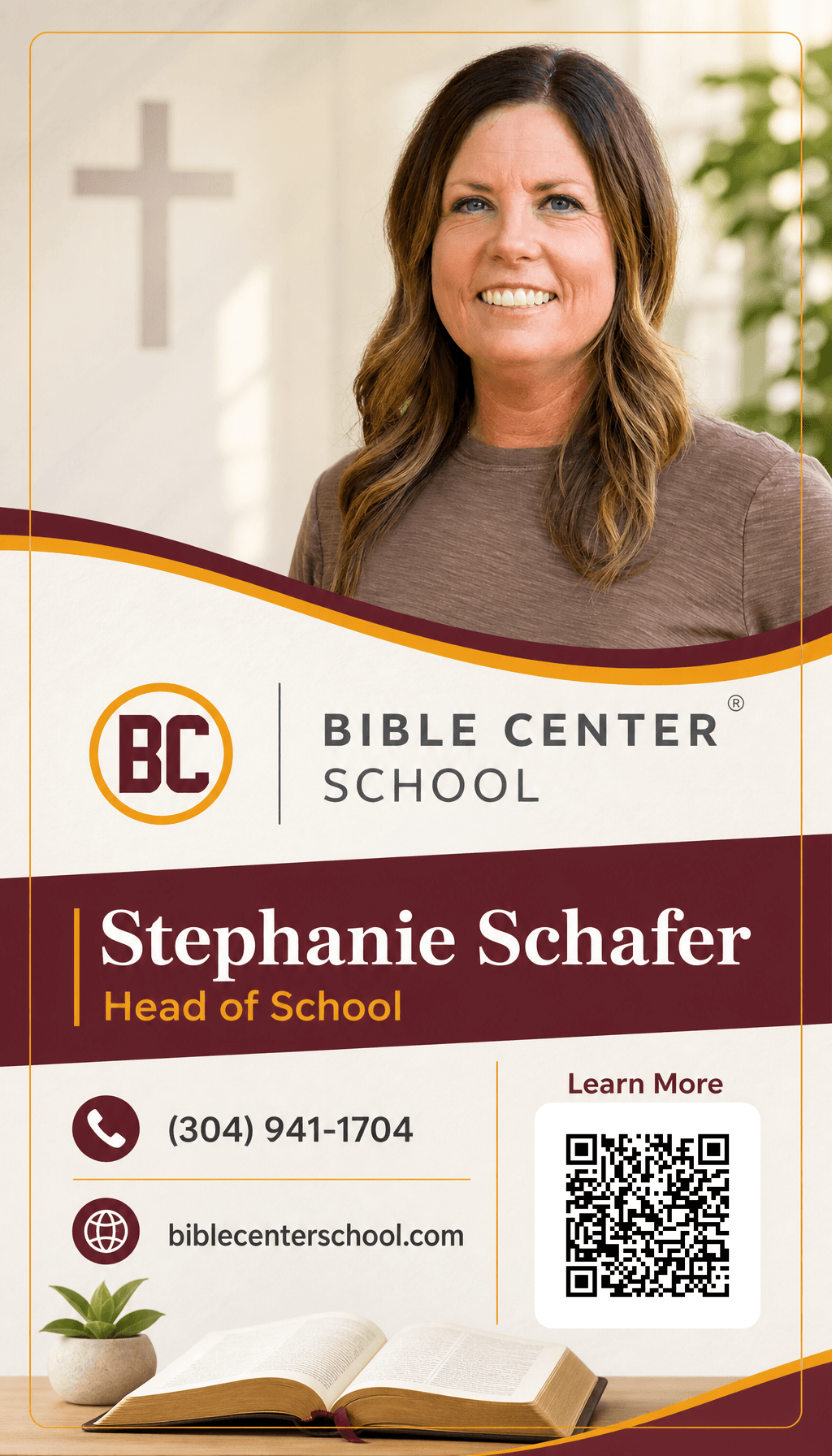 Bible Center School BrandCard example